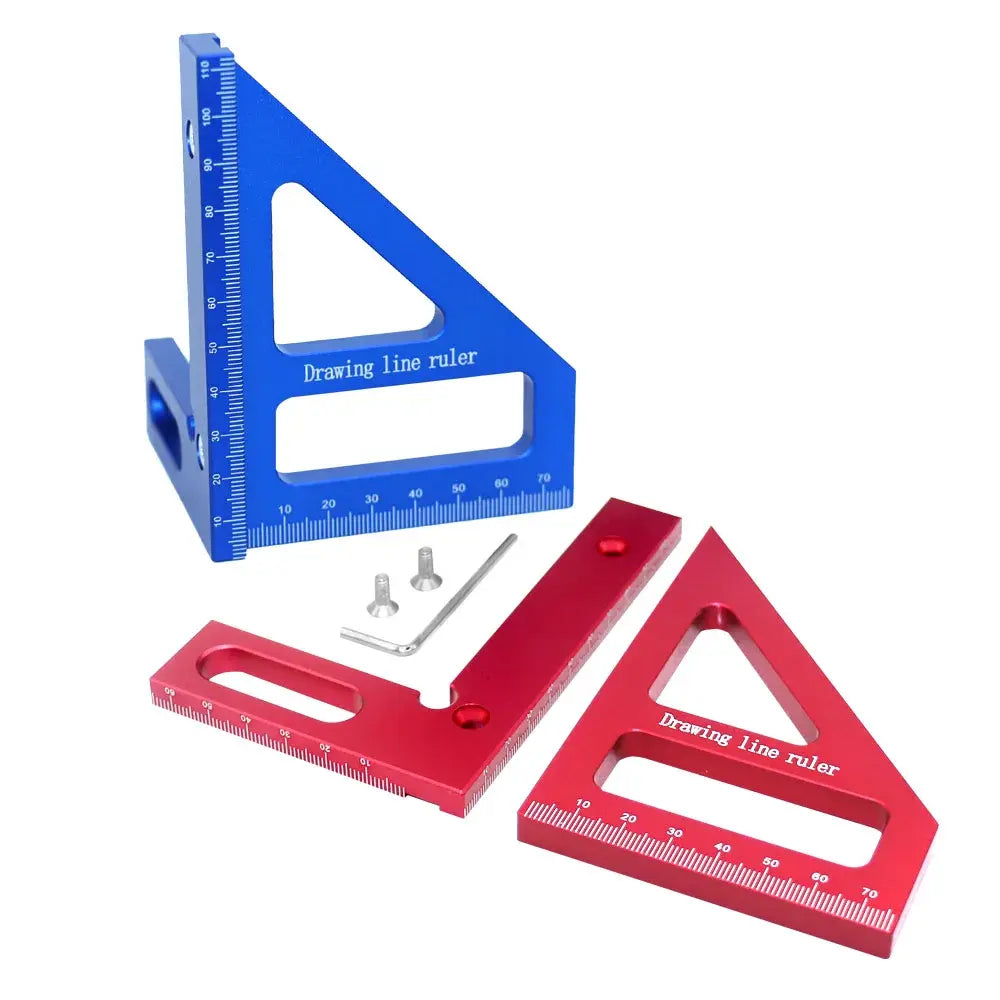 Multifunctional Aluminum Alloy Woodworking Ruler Square Layout Miter Triangle Ruler 45 / 90 Degree Metric Gauge Measure Tools